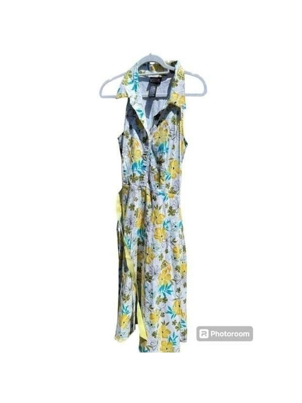 Sunny summer dress white yellow blue green 13 14 Macy's - Picture 10 of 11